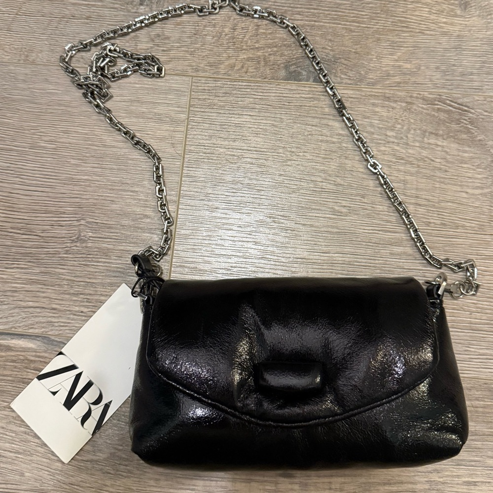 Zara Black Leather Chain Bag - Picture 1 of 4